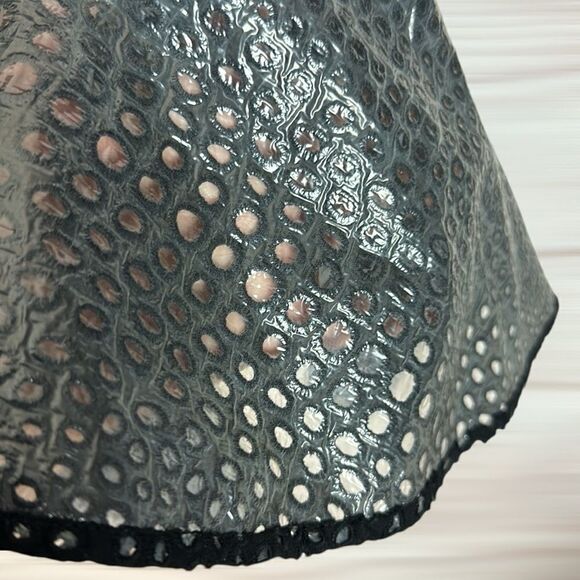 ZAC POSEN Women's Black Hooded Perforated Trench Coat Zip Front size L - Picture 7 of 15